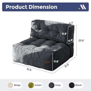 MAXYOYO Floor Sofa Bean Bag Sofa Couch, Comfy Floor Sofa Couch with Back Support, Portable Sofa Couc...