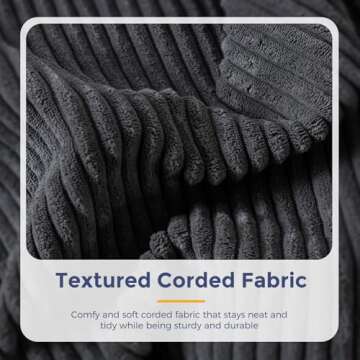 MAXYOYO Floor Sofa Bean Bag Sofa Couch, Comfy Floor Sofa Couch with Back Support, Portable Sofa Couch Bean Bag with Filling, Corded Sofa Seating for Living Room Bedroom Apartment, Dark Grey