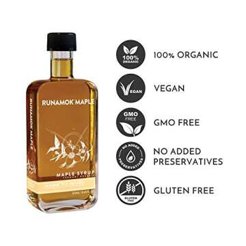 Runamok Ginger Root Infused Maple Syrup - Authentic & Real Vermont Maple Syrup | Gluten Free & Natural Sweetener | Great for Cooking, Tea & Cocktails | 8.45 Fl Oz (250mL)