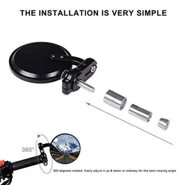 KAWELL Rear View Side Mirror Round Bar End Convex Hawk Eye Motorcycle Mirror for 7/8" Handle Bars Fi...