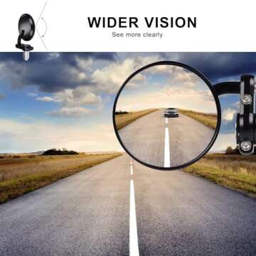 KAWELL Convex Motorcycle Mirror for Safe Riding