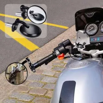 KAWELL Convex Motorcycle Mirror for Safe Riding