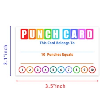 Punch Cards Kit 108 Incentive Reward Cards for Kids