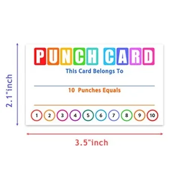 Punch Cards Kit 108 Incentive Reward Cards for Kids