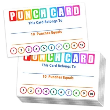 Punch Cards Kit 108 Incentive Reward Cards for Kids