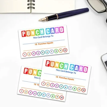 Punch Cards Kit 108 Incentive Reward Cards for Kids