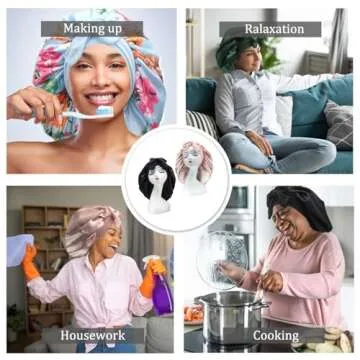 Hanbertti 2 Pack Silk Satin Hair Bonnet Sleeping Hat with Stretch Tie Band Bonnets Silk Bonnet Satin Bonnet Adjustable Bonnet for Curly Hair Sleeping Adult Women Girls（Black+Coral Red）