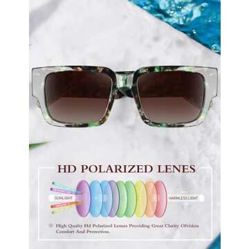 BIRCEN Polarized Square Sunglasses for Women: UV-Protection Vintage Retro Shades With Chunky Acetate Frame BC2004