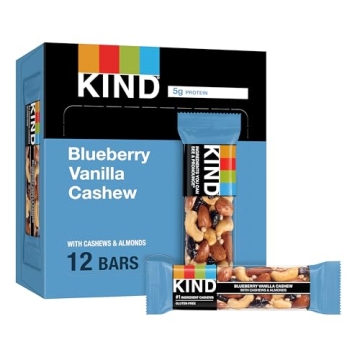 KIND Bars Blueberry Vanilla Cashew, Healthy Gluten Free Snacks, 12 Count