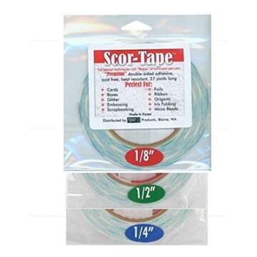 Scor-Tape Bundle 1 each of 1/8', 1/4', 1/2', 1" by 27 Yards (201, 202, 203, 207) Double Sided Adhesi...