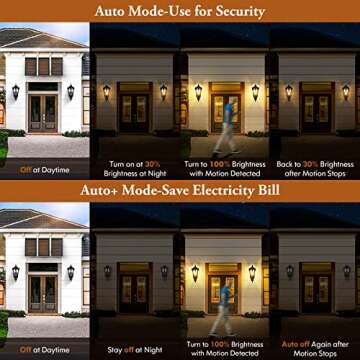 2-Pack Motion Sensor Outdoor Wall Lights, Dusk to Dawn Porch Lights Wall Mount, Waterproof Exterior ...
