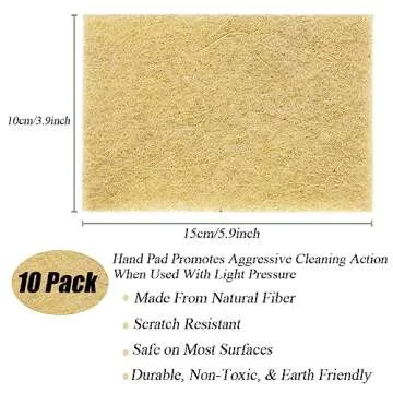 Natural Scouring Pads 10 Pack - Eco-Friendly Non-Scratch Sisal Cleaning Scrub Pads for Pans and Pots...