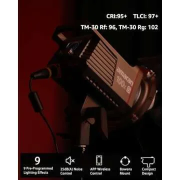 Amaran 100x Upgrade,amaran 100xs Bi-Color LED Video Light 130W 2700-6500k Bluetooth App Control 9 Bu...