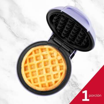 Holstein Housewares Personal/Mini Waffle Maker, Non-Stick Coating, Lavender - 4-inch Waffles in Minu...