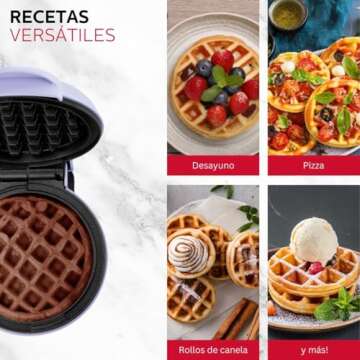 Holstein Housewares Personal/Mini Waffle Maker, Non-Stick Coating, Lavender - 4-inch Waffles in Minutes, Ideal for Breakfast, Brunch, Lunch or Snacks - Lilac Purple