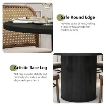 weselon 47 inch Round Dining Table for 4, Kitchen Table Dinner Table with 2-Layer Storage Shelf and Wood Slide Door for Home Dining Room Living Room (Black)