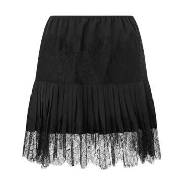 Women Lace Mini Skirt Y2k Ruffle Low Waist Layered Pleated Flowy Skirt Black L