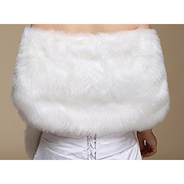 Dikoaina White Faux Fur Wrap for Bridal Winter Weddings