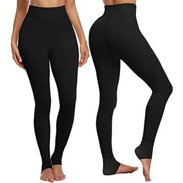 CHRLEISURE Women's Winter Warm Fleece Lined Leggings - Thick Velvet Tights Thermal Pants (Black, XS/S)