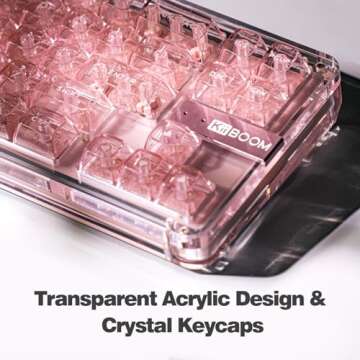 KiiBoom Phantom 68 65% Hot Swappable Crystal Gasket-Mounted Mechanical Keyboard, BT5.0/2.4GHz/USB-C Wired Wireless NKRO Gaming Keyboard with South-Facing RGB, 4000mAh Battery for Win/Mac(Pink)