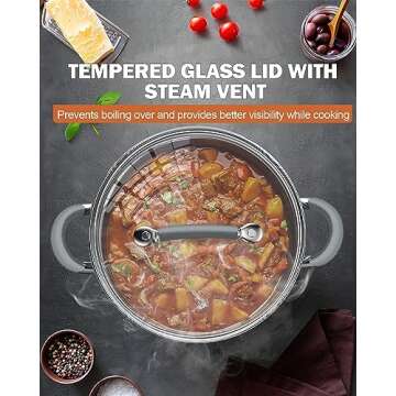 Cook N Home Cookware Basic Pots and Pans, 12 Piece set, Stainless Steel Grey Silicone Handle