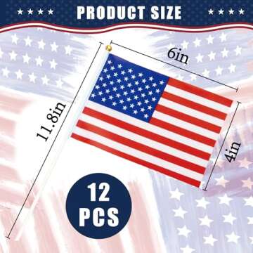 OHOME 4th of July Decorations - 12 Pack Small Mini American USA Flags on Stick Fourth of July Decora...