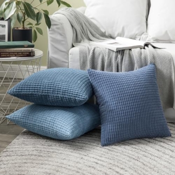 MIULEE Navy Blue Corduroy Decorative Pillow Covers