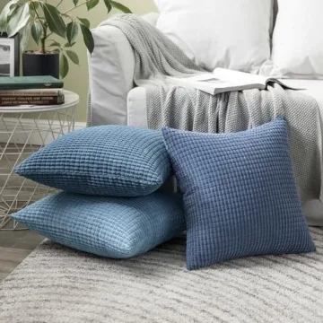 MIULEE Navy Blue Corduroy Decorative Pillow Covers
