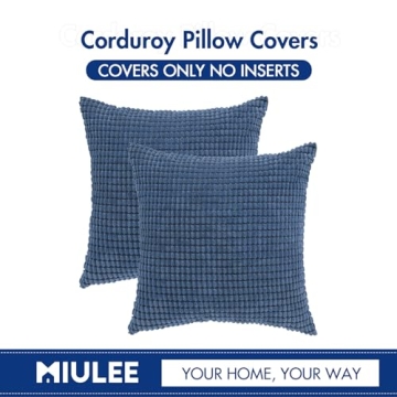 MIULEE Navy Blue Corduroy Decorative Pillow Covers