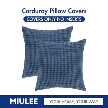 MIULEE Navy Blue Corduroy Decorative Pillow Covers