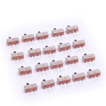 Cylewet 20Pcs 2 Position SPDT 1P2T Mini Vertical Slide Switch with 3 Pins PCB Panel for Arduino (Pack of 20) CYT1024