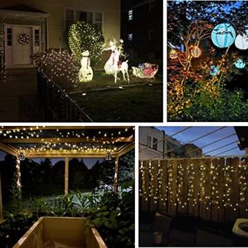2-Pack Each 200LED 72FT Solar String Lights Outdoor Waterproof, Upgraded Green Wire Solar Christmas ...