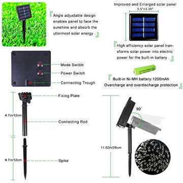 2-Pack Each 200LED 72FT Solar String Lights Outdoor Waterproof, Upgraded Green Wire Solar Christmas Lights Outdoor, 8 Modes Fairy Lights for Party Christmas Decorations Wedding Tree (Yellow)