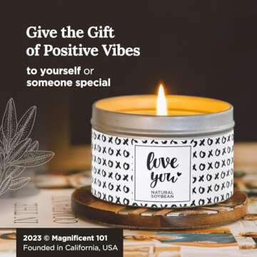 Magnificent 101 Love You Aromatherapy Candle 6 Oz - Natural Soy Wax