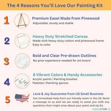 OKKOSTAR Paint and Sip Kit for Adults - Date Night Painting Kit for Couples - 8x10 Inch Pre Drawn Canvas to Paint for Two with Easel & Apron - Sip n Paint at Home - Romantic (2 Pack)