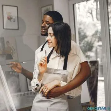 OKKOSTAR Paint and Sip Kit for Adults - Date Night Painting Kit for Couples - 8x10 Inch Pre Drawn Canvas to Paint for Two with Easel & Apron - Sip n Paint at Home - Romantic (2 Pack)