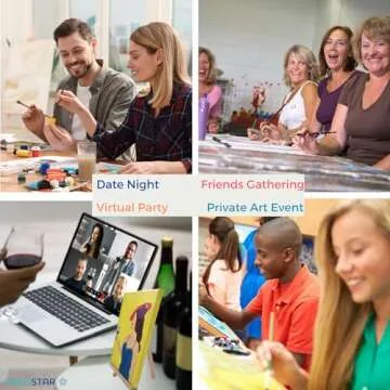 OKKOSTAR Paint and Sip Kit for Adults - Date Night Painting Kit for Couples - 8x10 Inch Pre Drawn Canvas to Paint for Two with Easel & Apron - Sip n Paint at Home - Romantic (2 Pack)