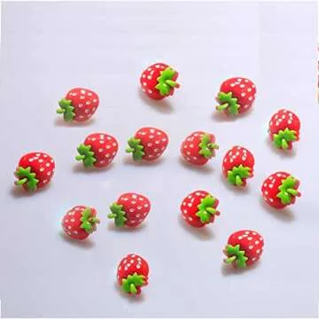 Strawberry Pushpins,Cute Strawberry thumbtack,Fruit Shaped Pushpin Decorative to Photo Memo Document Postcard Board Map of 30 Pcs