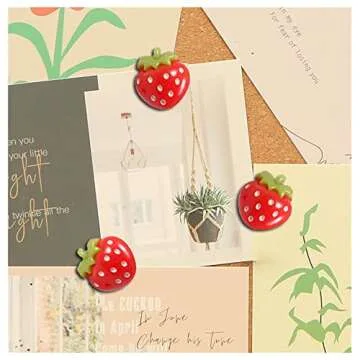 Strawberry Pushpins,Cute Strawberry thumbtack,Fruit Shaped Pushpin Decorative to Photo Memo Document Postcard Board Map of 30 Pcs