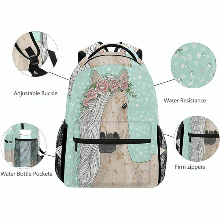 Floral Horse School Backpack Large for Girls