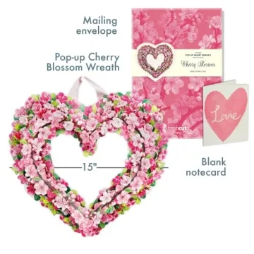 FreshCut Paper Cherry Blossom Heart Wreath for Any Occasion