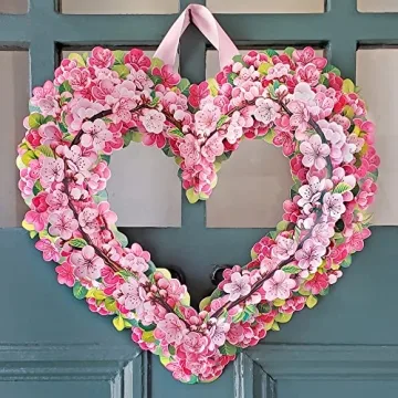 FreshCut Paper Cherry Blossom Heart Wreath for Any Occasion