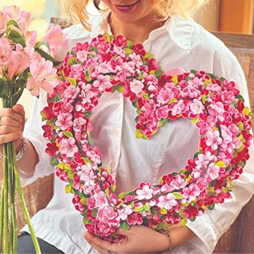 FreshCut Paper Cherry Blossom Heart Wreath for Any Occasion
