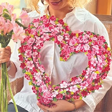 FreshCut Paper Cherry Blossom Heart Wreath for Any Occasion