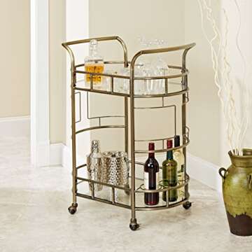 Silverwood Sinclair 2 Tier Metal and Glass Bar Cart - Antique Gold