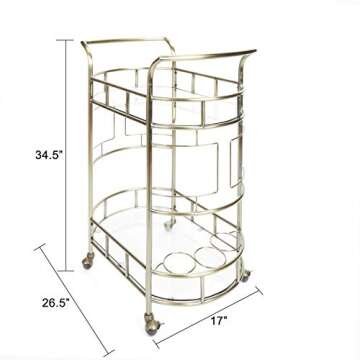 Elegant Silverwood Sinclair Bar Cart in Antique Gold