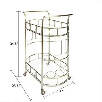 Elegant Silverwood Sinclair Bar Cart in Antique Gold