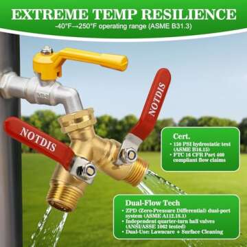 Durable Heavy Duty Brass Hose Splitter for Effortless Watering