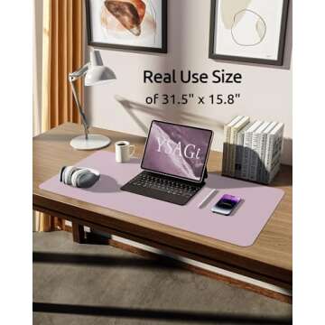 YSAGi Leather Desk Protector - Large Non-Slip Mat for Office