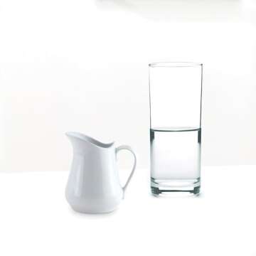HIC Kitchen Creamer Pitcher with Handle, Fine White Porcelain, 4-Ounce, Set of 2